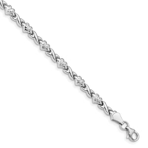 14k White Gold Polished Heart & X Bracelet