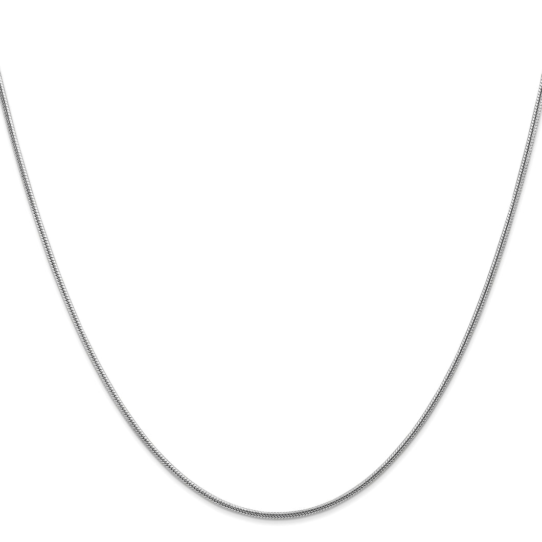 14k White Gold 1.6mm Round Snake Chain
