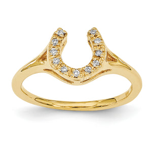 14k Polished AA Diamond Horseshoe Ring