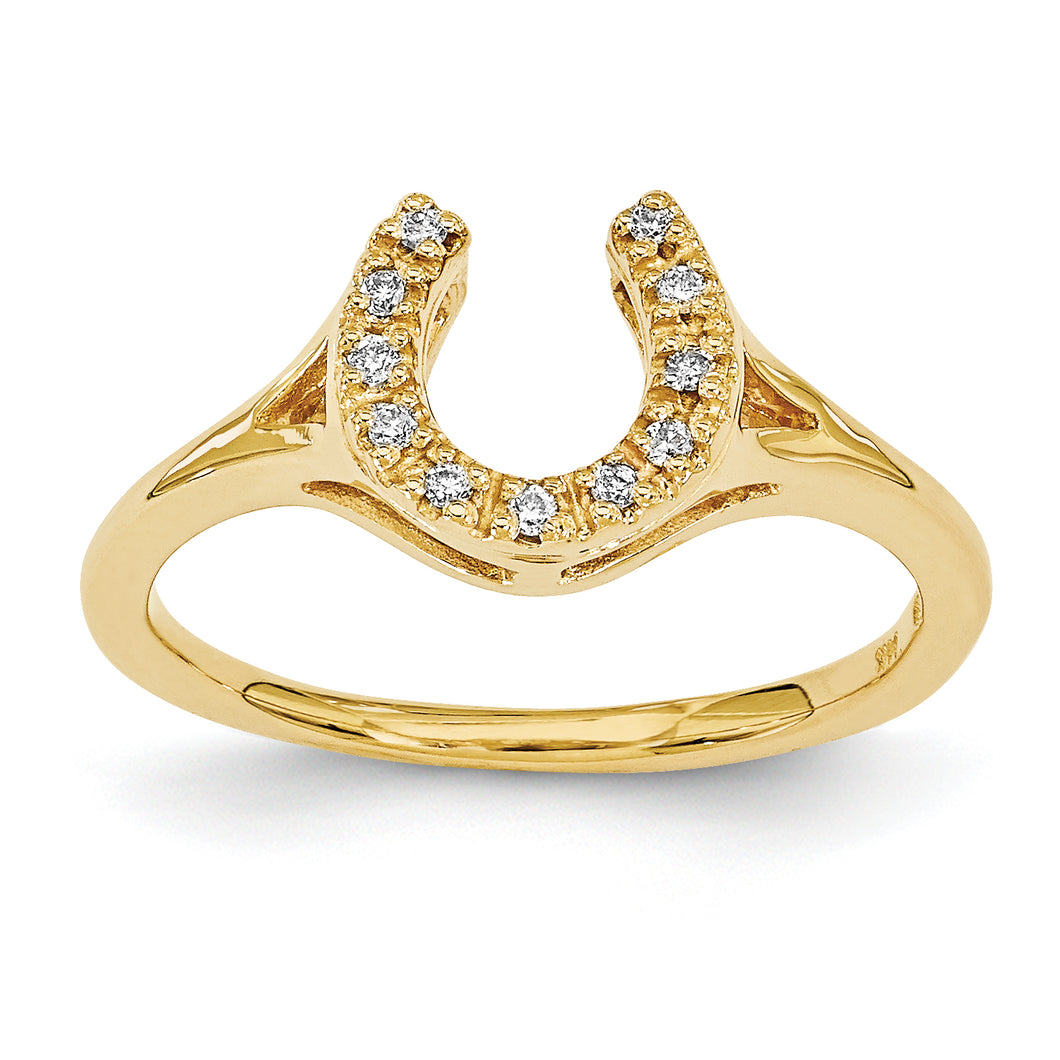 14k Polished AA Diamond Horseshoe Ring