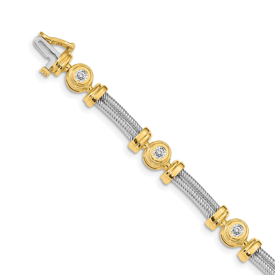 14k Two-tone AA Diamond Fancy Bracelet