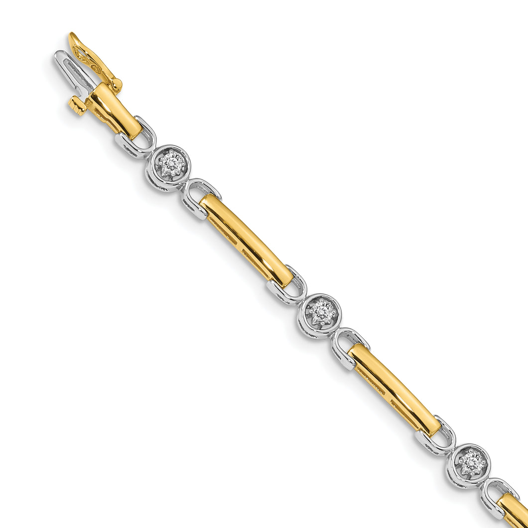 14k Two-tone AAA Diamond Fancy Tennis Bracelet