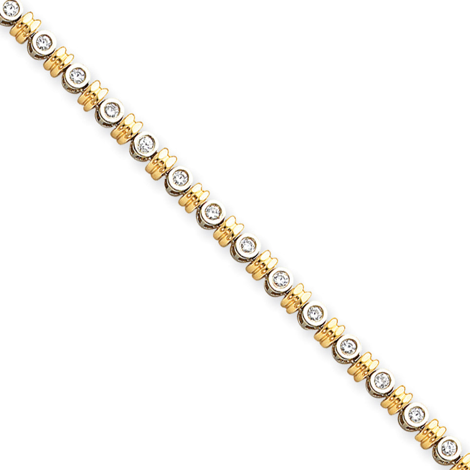 14k Two-tone AA Diamond tennis bracelet