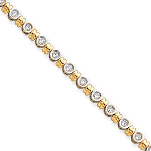 14k Two-tone AA Diamond tennis bracelet
