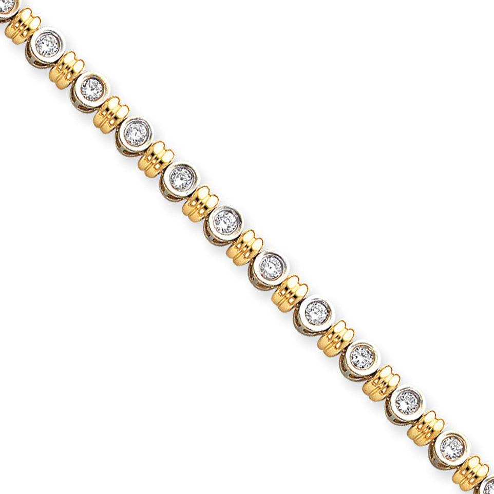 14k Two-tone AA Diamond tennis bracelet