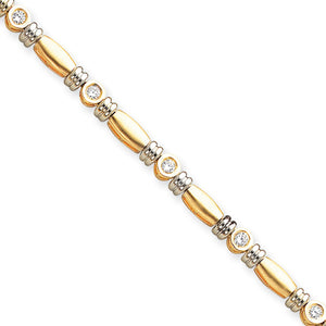 14k Two-tone 3.5mm Diamond Tennis Bracelet Mounting