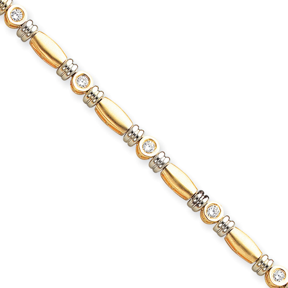 14k Two-tone 3.5mm Diamond Tennis Bracelet Mounting