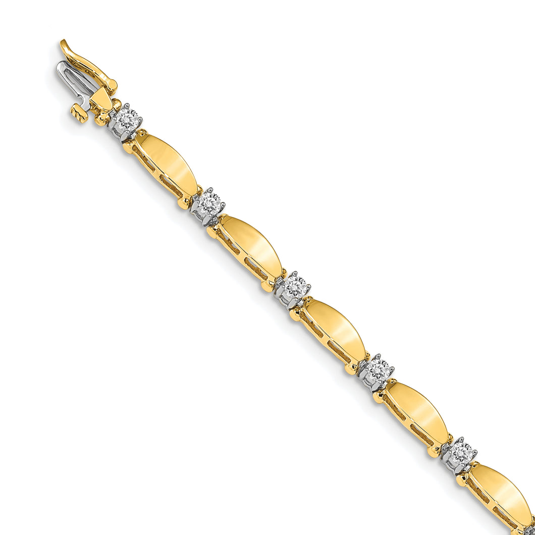 14k Two-tone VS Diamond Tennis Bracelet