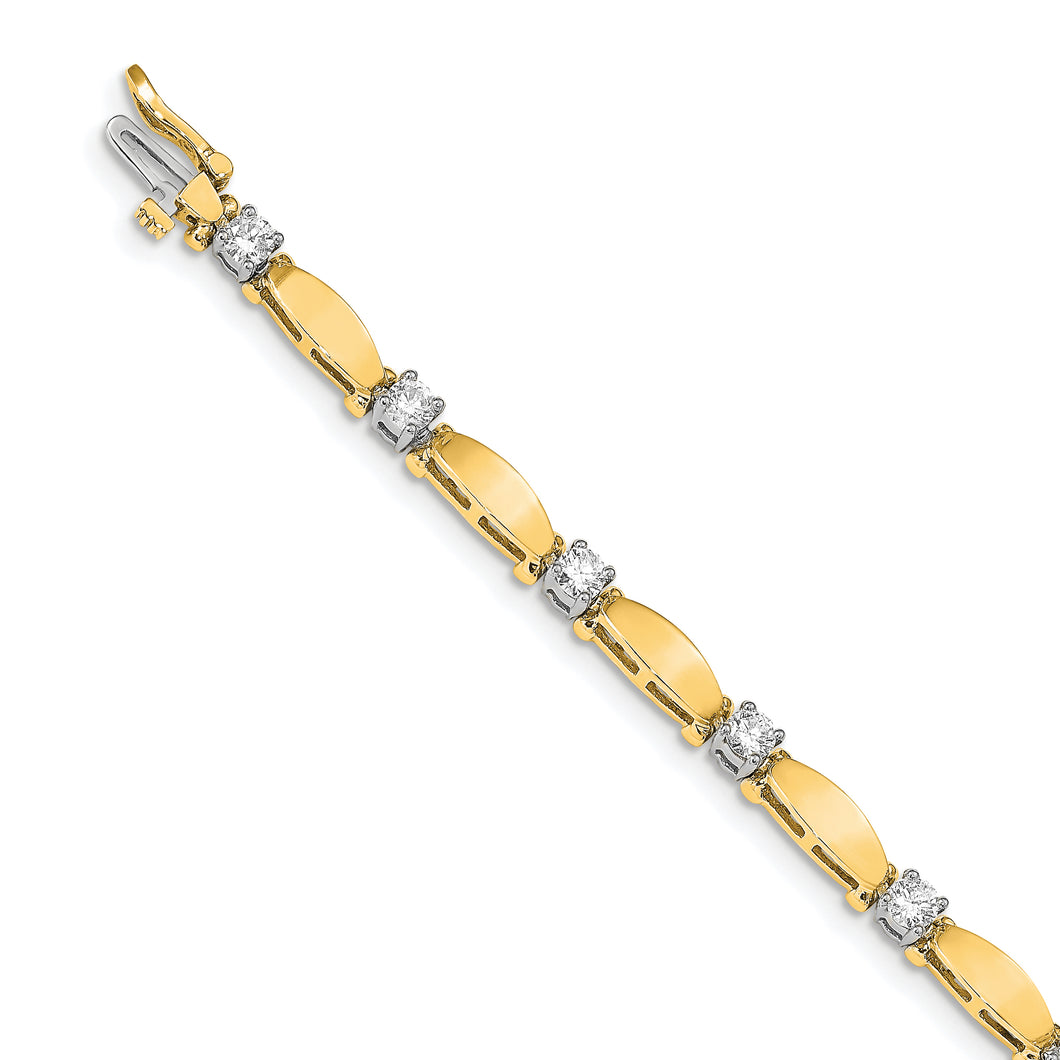 14k Two-tone AAA Diamond Tennis Bracelet