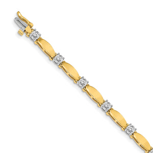 14k Two-tone 4mm Bar Link Tennis Bracelet Mounting