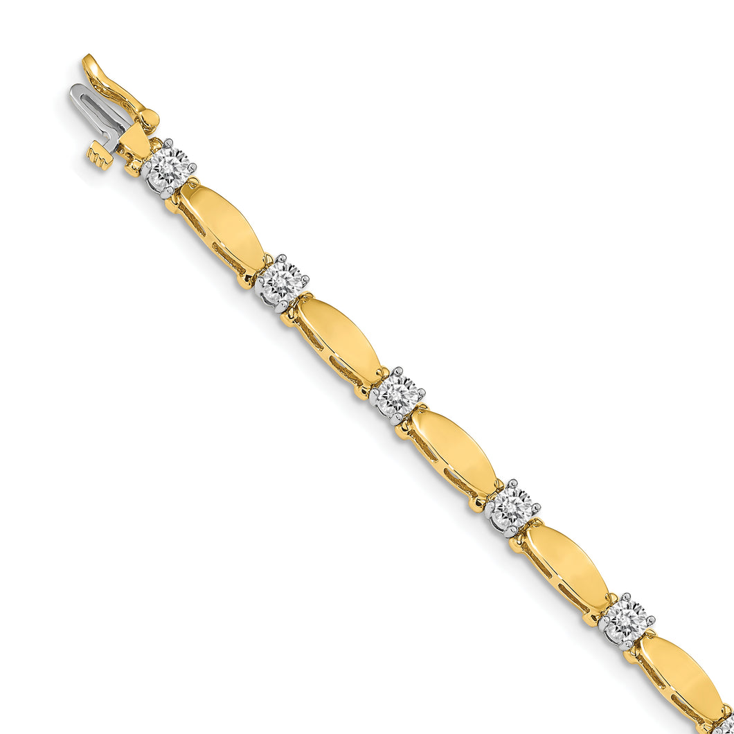 14k Two-tone 4mm Bar Link Tennis Bracelet Mounting