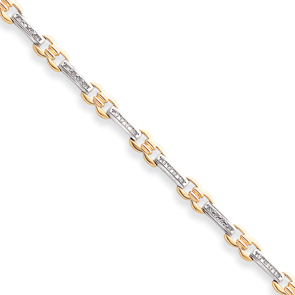 14k Two-Tone A Quality Completed Fancy Diamond Tennis Bracelet
