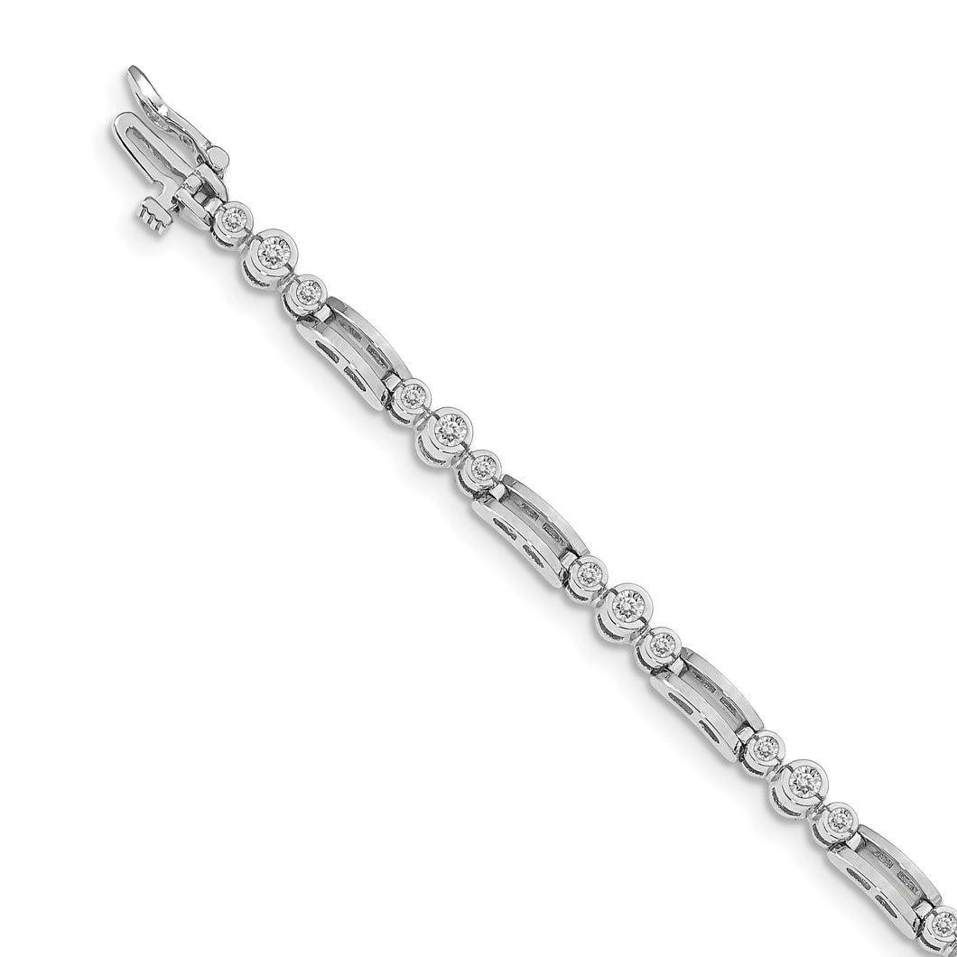 14k White Gold AA Diamond Fancy Link Tennis Bracelet