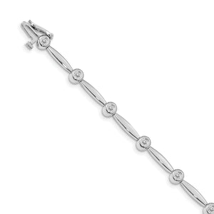 14k White Gold AA Diamond Bar Link Bracelet