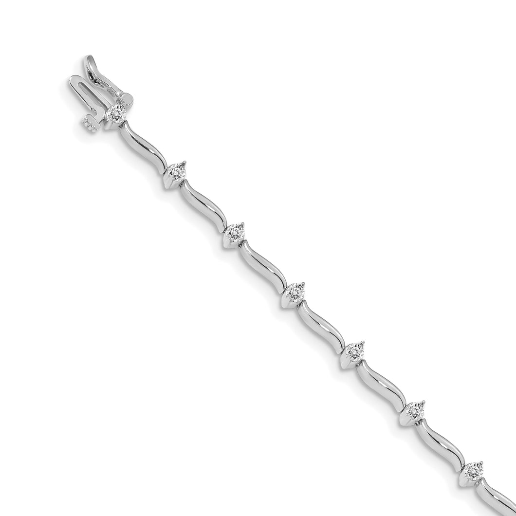 14k White Gold Holds 14 2.6mm Stones .98ct Bar Link Tennis Bracelet Mtg