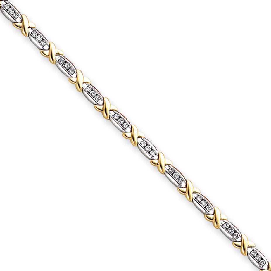 14k Two-Tone Polished A Quality Completed Fancy Diamond Tennis Bracelet