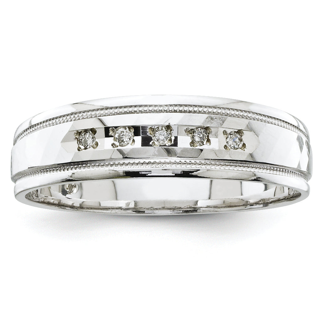 14k White Gold AA Quality Trio Mens Wedding Band