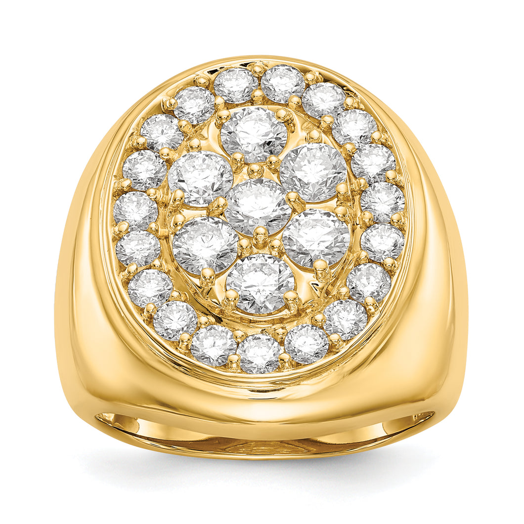 14k Polished Circular Top 3ct Mens Diamond Ring Mounting