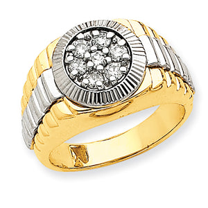 14k Two-tone AA Diamond men's ring