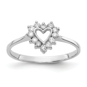 14k White Gold Polished AA Diamond ring