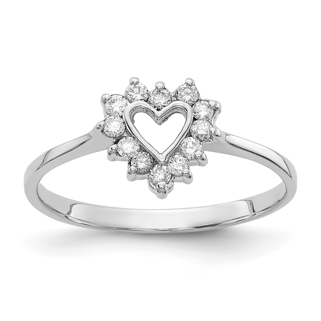 14k White Gold Polished AA Diamond ring