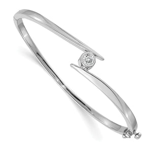 14k White Gold A Diamond Hinged Bangle