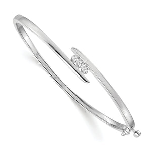 14k White Gold A Diamond Hinged Bangle