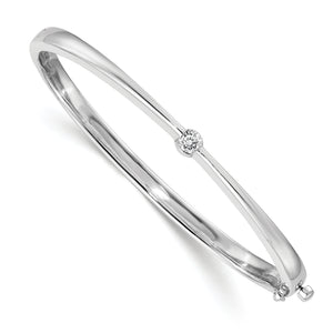 14k White Gold VS Diamond Hinged Bangle