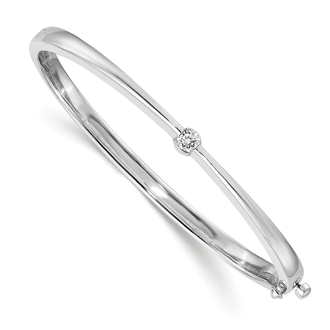 14k White Gold VS Diamond Hinged Bangle