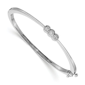 14k White Gold A Diamond Hinged Bangle