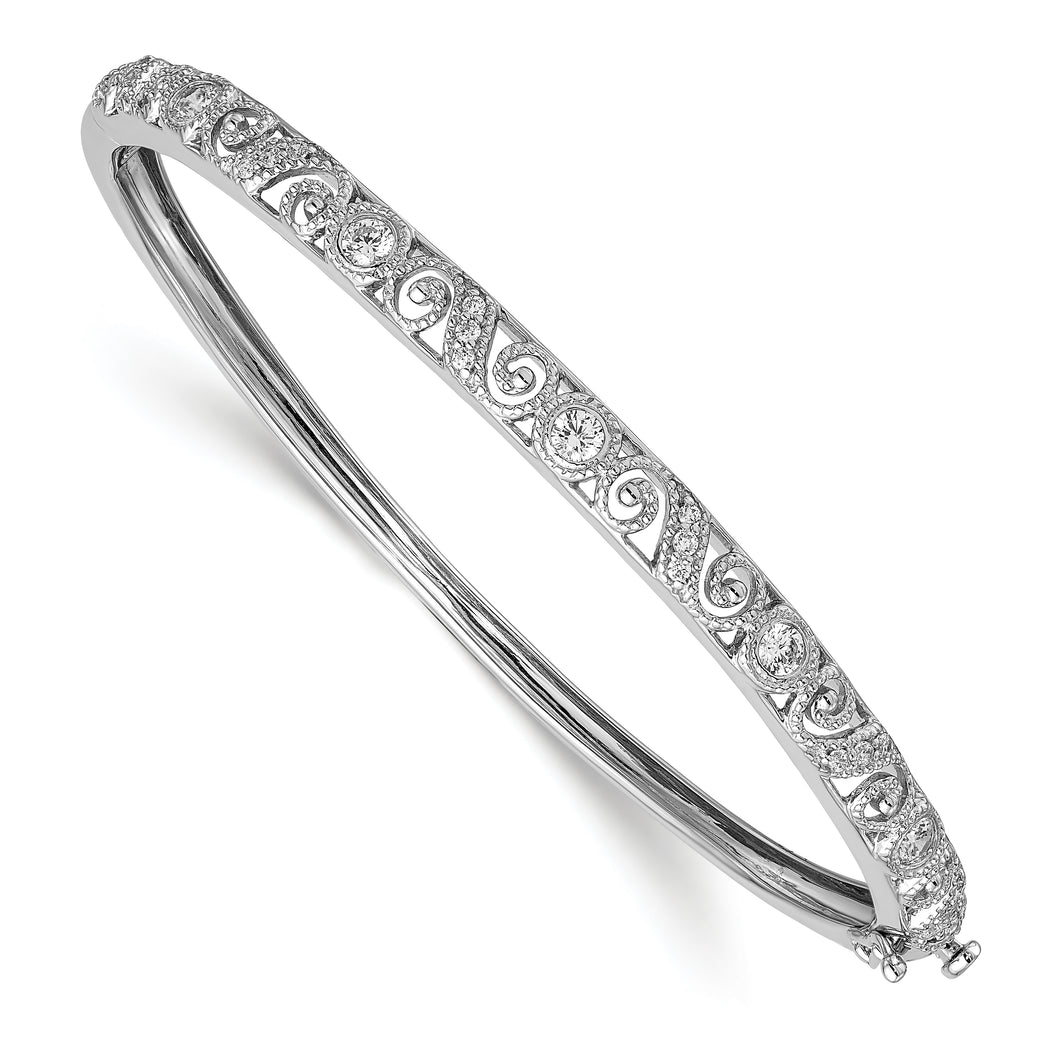 14k White Gold VS Diamond Hinged Bangle