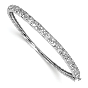 14k White Gold A Diamond Hinged Bangle