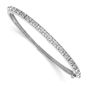 14k White Gold A Diamond Hinged Bangle