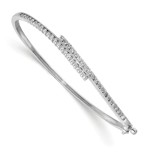 14k White Gold AA Diamond Hinged Bangle