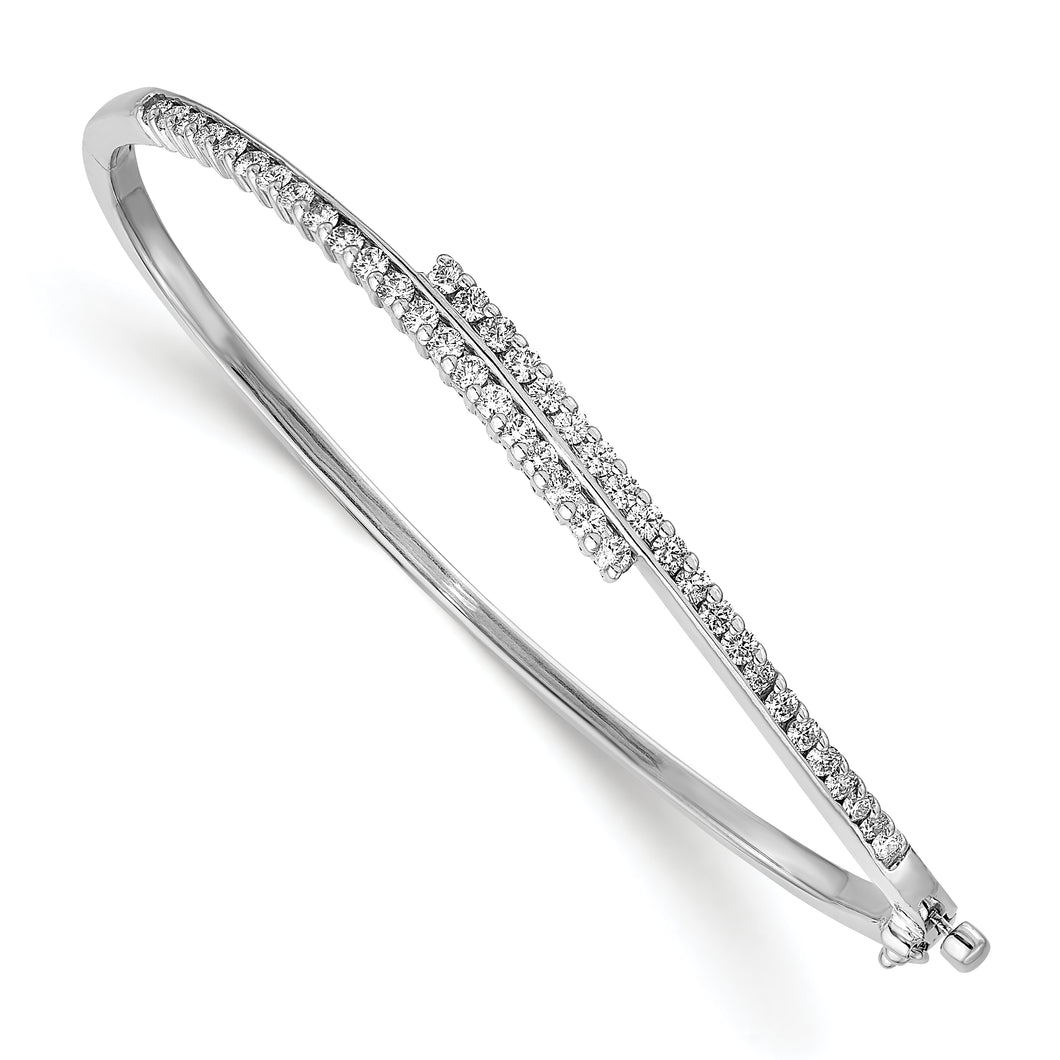 14k White Gold AA Diamond Hinged Bangle