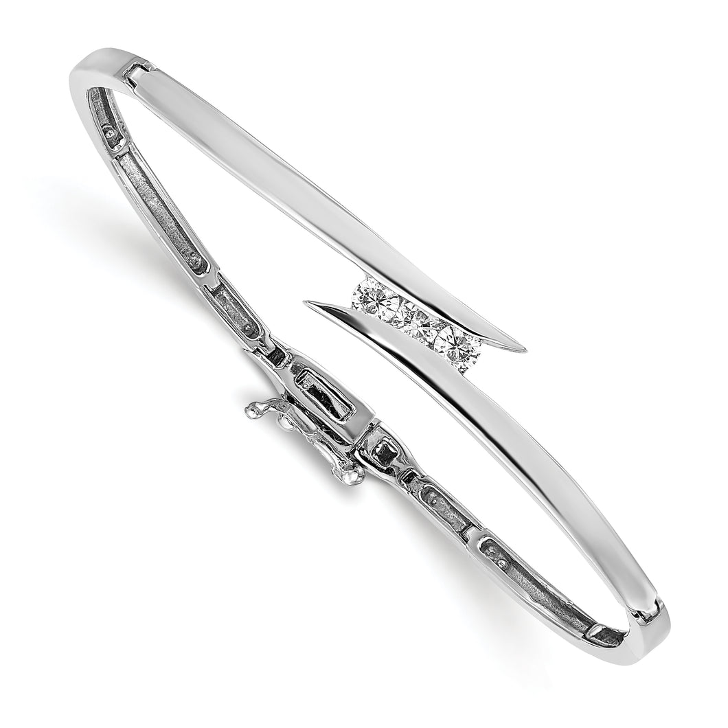 14k White Gold VS Diamond Hinged Bangle