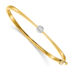 14k Two-tone AA Diamond Hinged Bangle