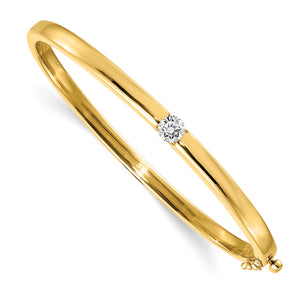 14k AAA Diamond Hinged Bangle