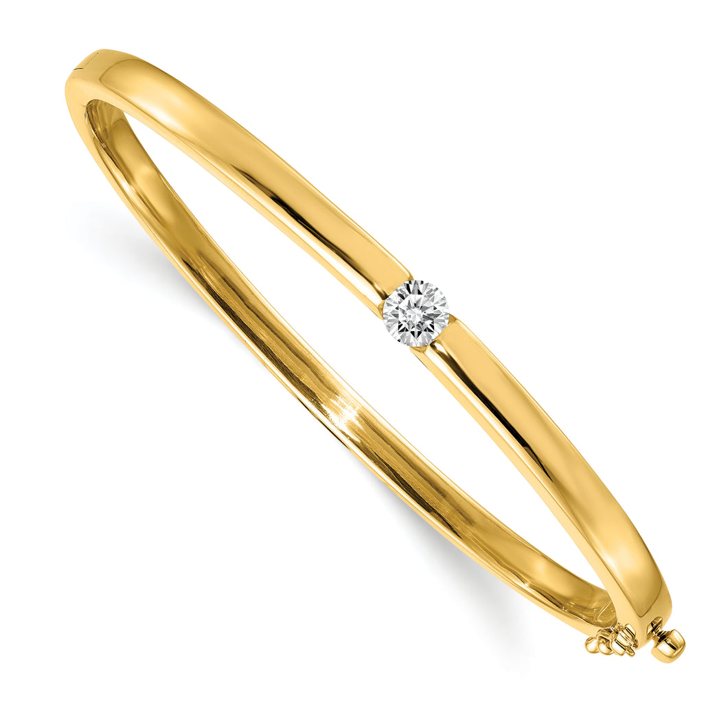 14k AAA Diamond Hinged Bangle