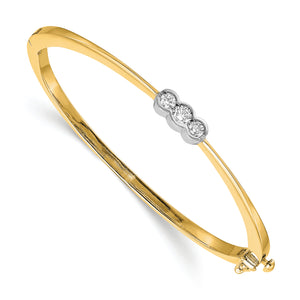 14k Two-tone VS Diamond Hinged Bangle