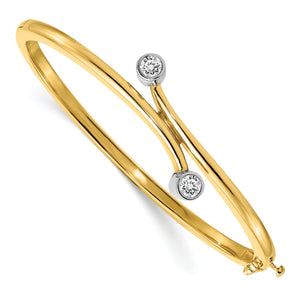 14k Two-tone A Diamond Hinged Bangle