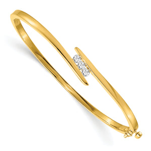 14k A Diamond Hinged Bangle