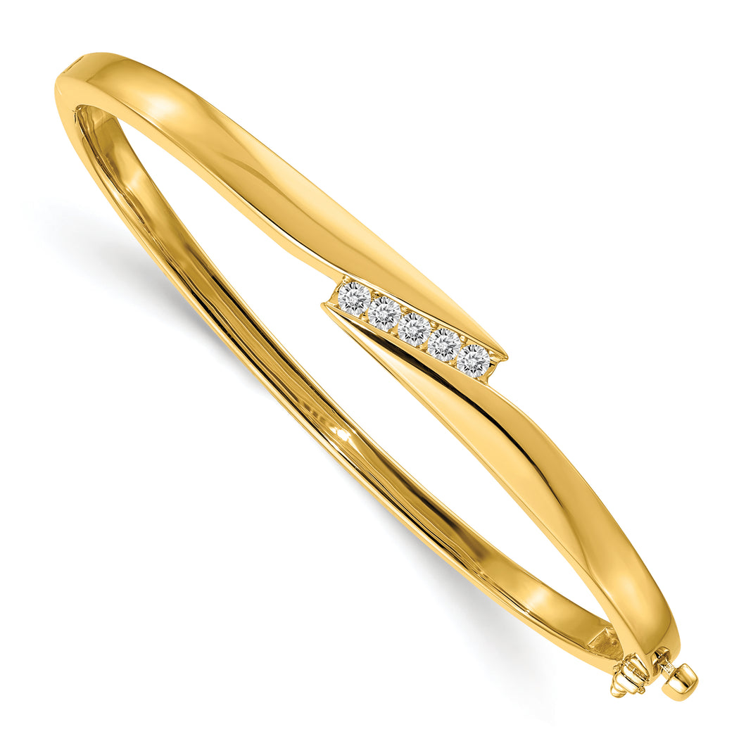 14k A Diamond Hinged Bangle