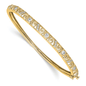 14k AA Diamond Hinged Bangle