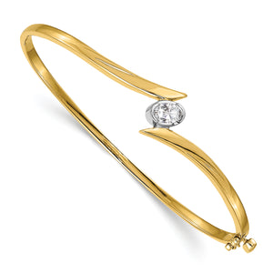 14k Two-tone VS Diamond Hinged Bangle