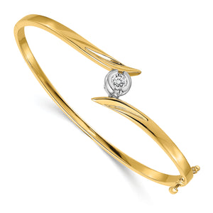 14k Two-tone A Diamond Hinged Bangle