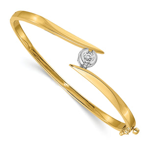 14k Two-tone AA Diamond Hinged Bangle