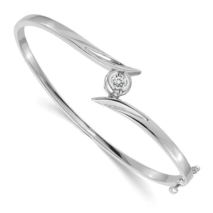 14k White Gold AAA Hinged Bangle