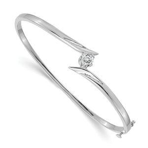 14k White Gold AA Diamond Hinged Bangle