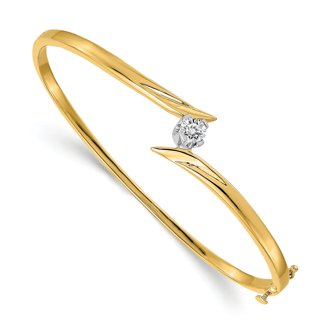 14k Two-tone AAA Diamond Hinged Bangle